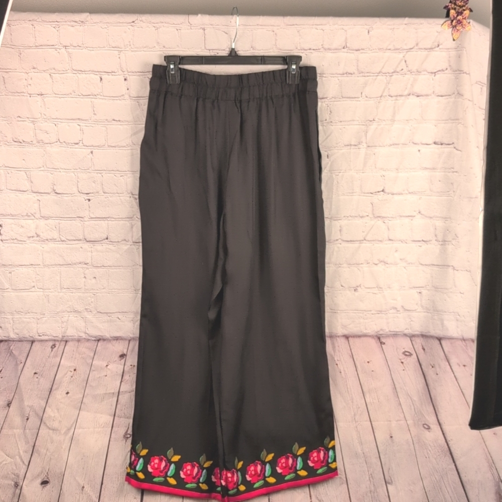 Kate Spade Rose Boarder Women's Silk Blend Pull On Pants Size Large - Picture 8 of 13
